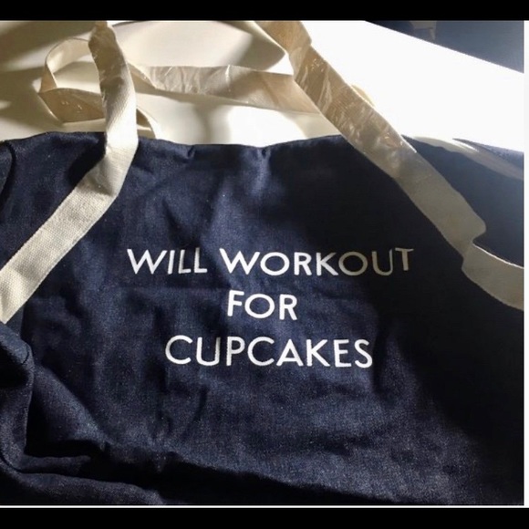"Will Workout for Cupcakes" Denim Gym bag - Picture 2 of 2